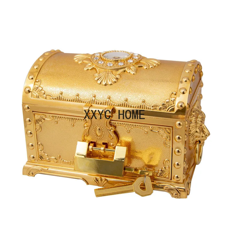 

New Arrival Vintage Metal Jewelry Box with Lock Art Craft Home Decoration Storage Cosmetic Mirror Inside Birthday Gift