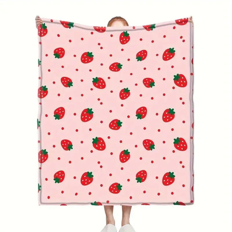 Strawberry-colored Girl Blanket, Lightweight, Soft, Comfortable and Warm. Suitable As A Birthday Gift or A Cozy Blanket.