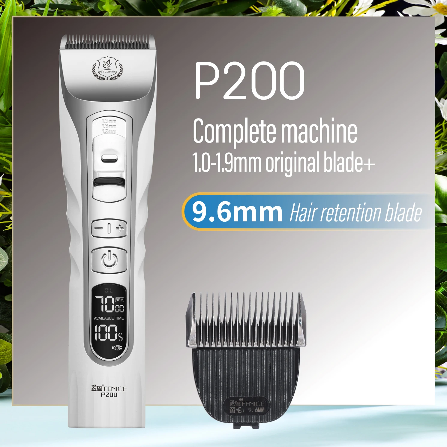 NONE Fenice Haarschneidemaschine für Hunde, Haarschneidemaschine, Fellpflege, Haustiere, Haarschnitt-Trimmer, Rasierer-Set, Haustiere, kabellos, wiederaufladbar, professionell 7