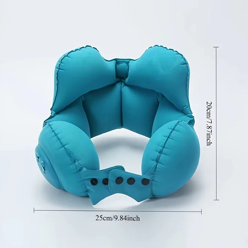 Crown Inflatable U-Shaped Travel Pillow Portable Neck Support Quick Inflation Soft Velvet Ergonomic For Airplane Train Car Nap gallery 5