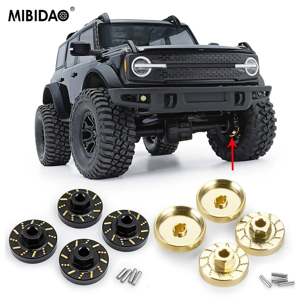 MIBIDAO Brass Counterweight Wheel Hex Hub Adapters For 1/18 TRX-4M Bronco Defender RC Crawler Car Truck Model Upgrade Part