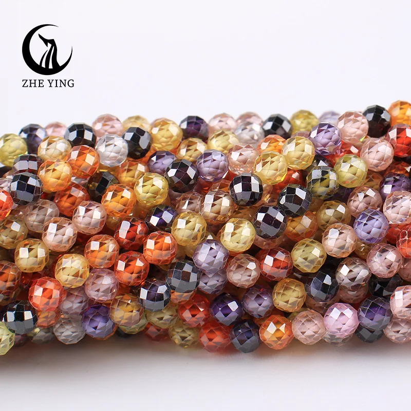 Zhe Ying 4mm Luxury AAA Zircon Beads Small Tiny Natural Stone Fashion Diy Bracelet Necklace Earring Beads Accessories