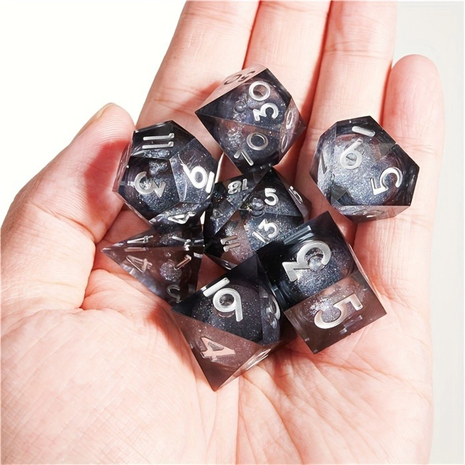 Liquid core quicksand dice DND 7 pieces polyhedral dice set D&D role-playing RPG board game dice Halloween Thanksgiving gift