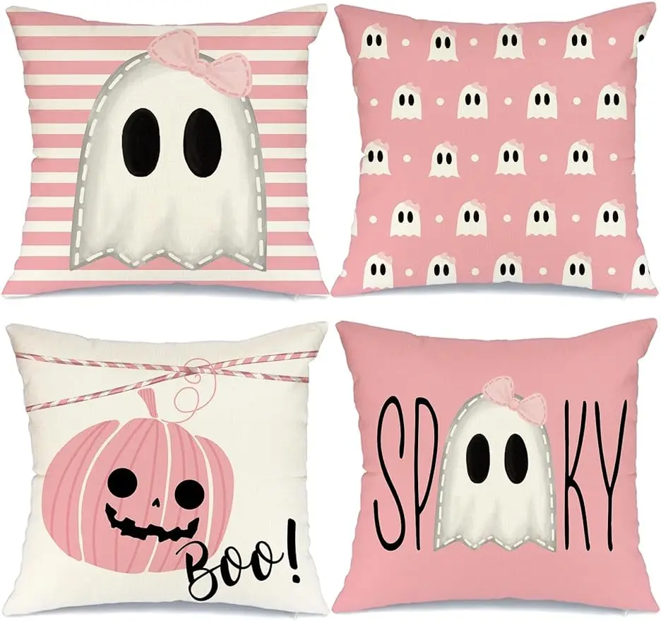 

Halloween pillowcase Striped dot decoration holiday cushion party decoration home sofa pink throw pillowcase 45X45cm