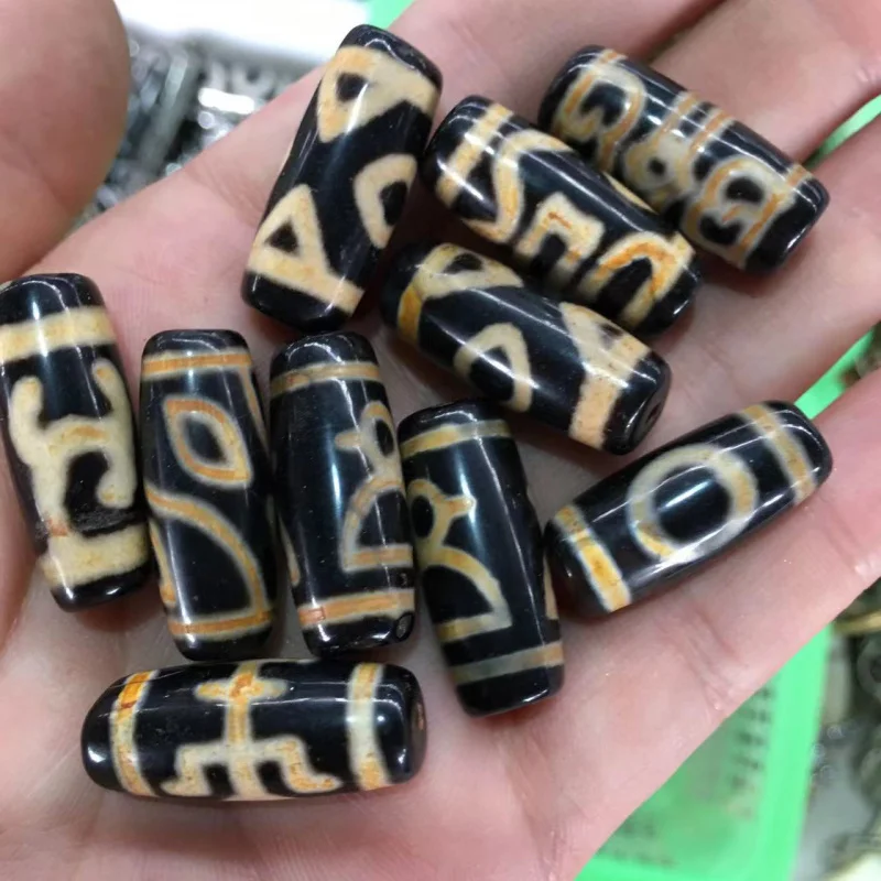 

Tibetan Style Yellow Dzi Beads for Cultural Play and Miscellaneous ItemsDIYAccessories Necklace Bracelet Weathered Agate Dzi Bea