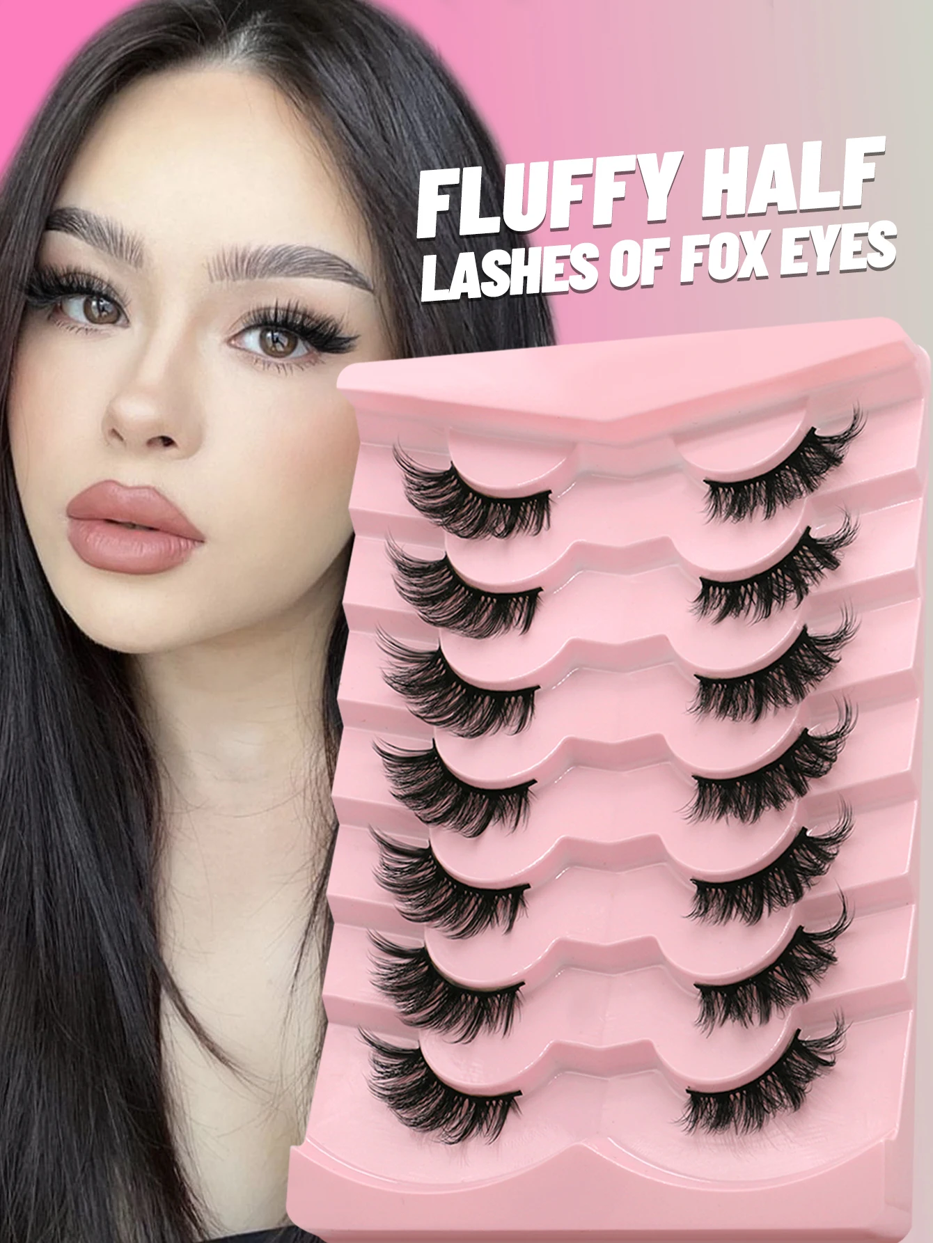 Veltrinay Half Lashes Mink Natural Cat Eye Wispy False Eyelashes 3D Volume Strip Fake Eyelashes Accent Corner 3/4 Eye Lashes