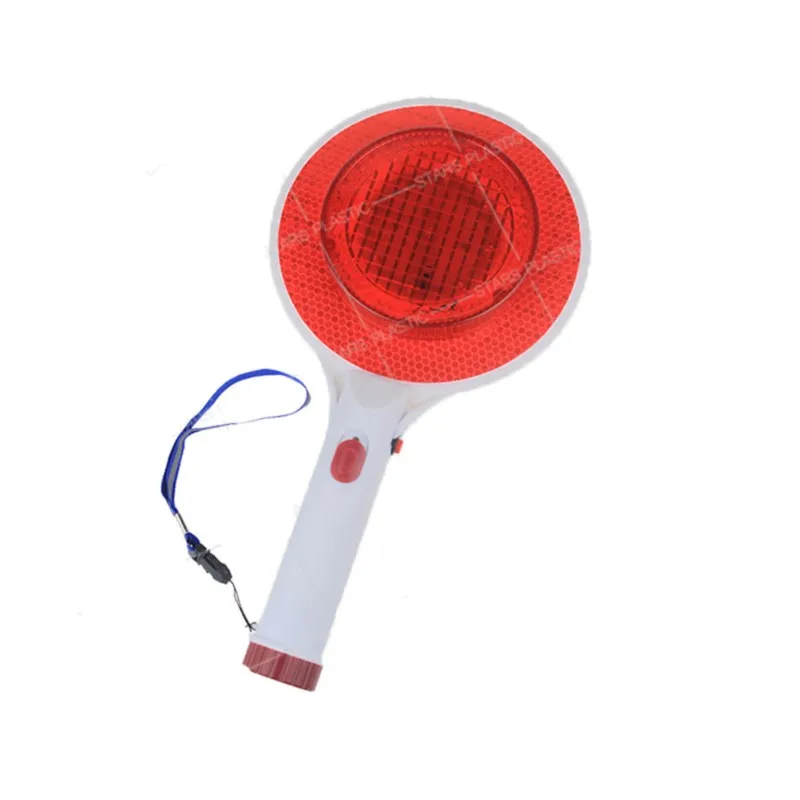 Two-Way Rechargeable Handheld LED Traffic Sign Stop Light Lamp Car Indicator Warning Sign Baton Flashlight