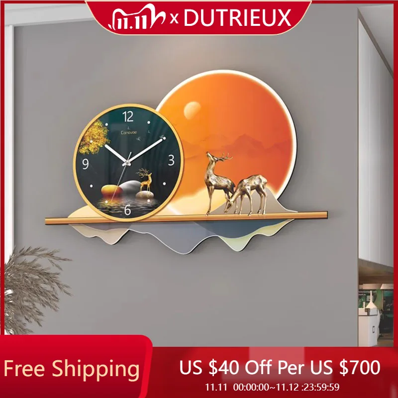 

Бесшумный дизайн, настенные часы, креативные эстетические скандинавские ресторанные простые настенные часы в китайском стиле, милые Reloj, украшения для комнаты