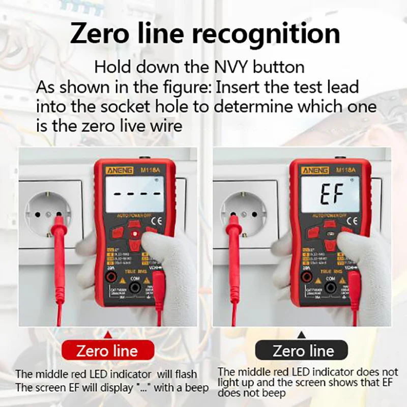 M118A Digital Multimeter Highly Accurate Fully Automatic Portable AC/DC Tester Mini Resitance Meter RMS Electrician Instrument