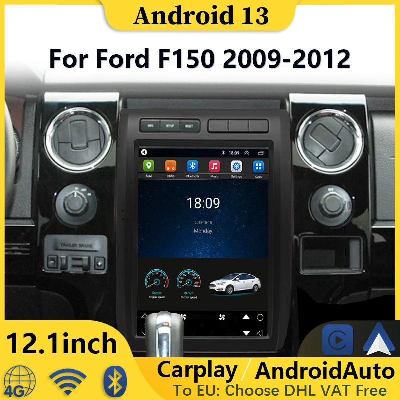 Android 13 Car Radio DVD Player wireless For Ford F150 Raptor 2009 -2012 GPS Navi Multimedia Carplay Auto Tesla Vertical Screen