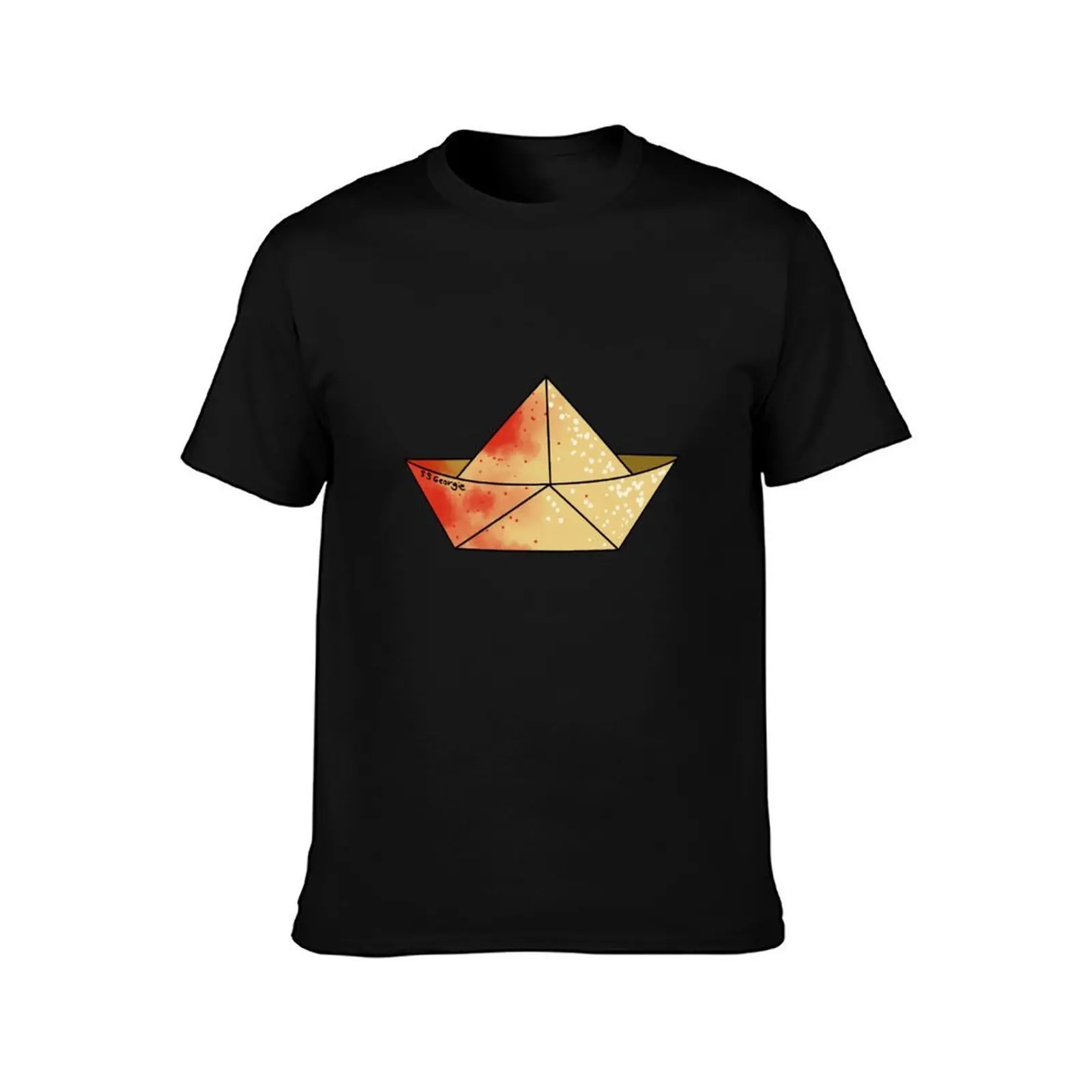 IT Georgie Denbrough's Paper Boat T-Shirt, Summer Casual Cotton Tee, Oversized Streetwear Tops, Vintage Graphic Print