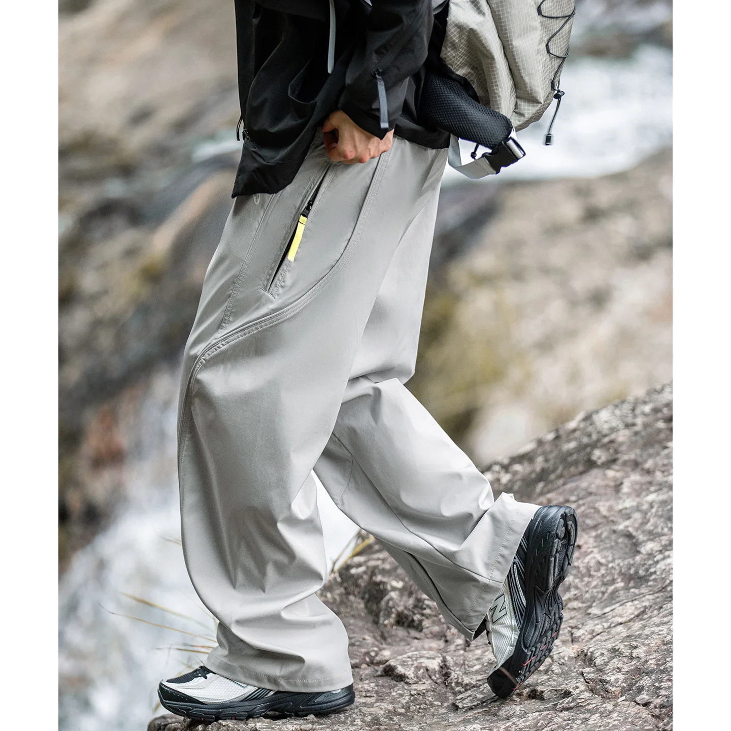 ストリートウェア カーゴ パンツ - 防水防風生地、ドローストリング ウエストゴム付き｜2025 年秋 ルーズ フィット