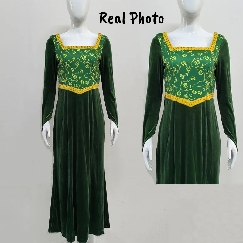Anime Princess Green Dress Fiona Dress Shrek Cosplay Costume Halloween Fancy Fantasy Party Suit Anime Princess Green Dress Fiona Dress Shrek Cosplay Costume Halloween Fancy Fantasy Party Suit
