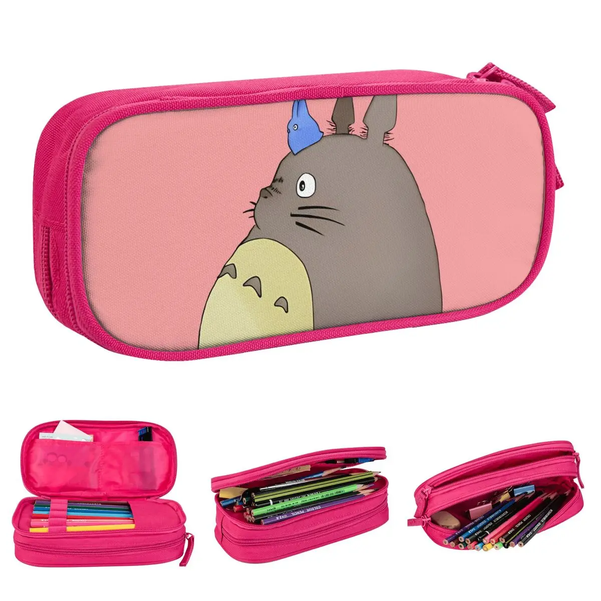 Kawaii T-TotoroS Pencil Case Cartoon Anime Pen Box Bag Girl Boy Large Storage School Supplies Cosmetic Pencil Pouch