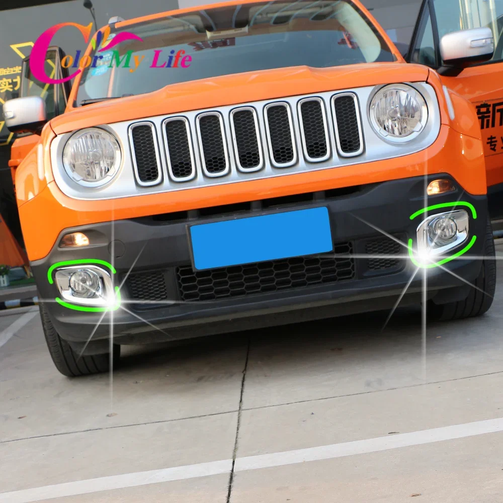 Car Chrome Fog Light Cover for Jeep Renegade 2015 2016 2017 2018 2019 2020 Accessories Front Fog Lamps Protector Trim Stickers