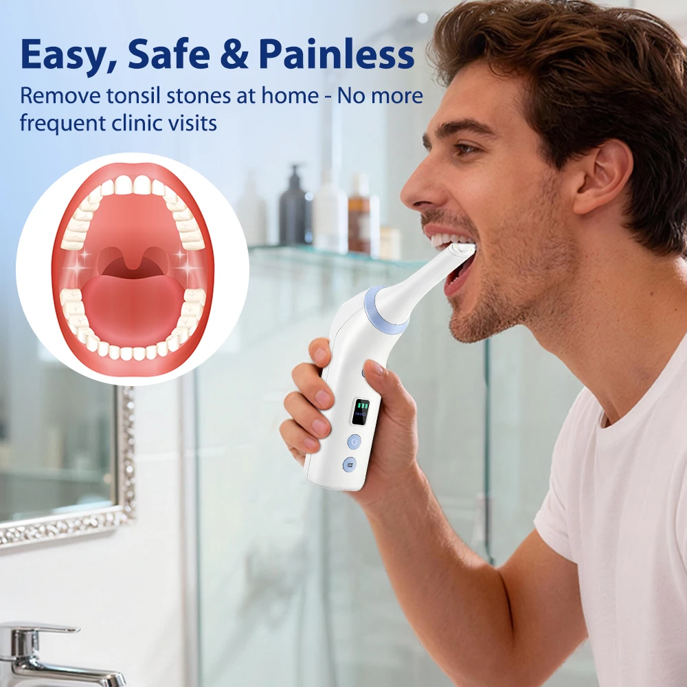 

New Electric Tonsil Stone Removal Kit With 3 Suction Modes & Built-in LED Light Electric Vacuum Tonsil Stone Remover Oral Care