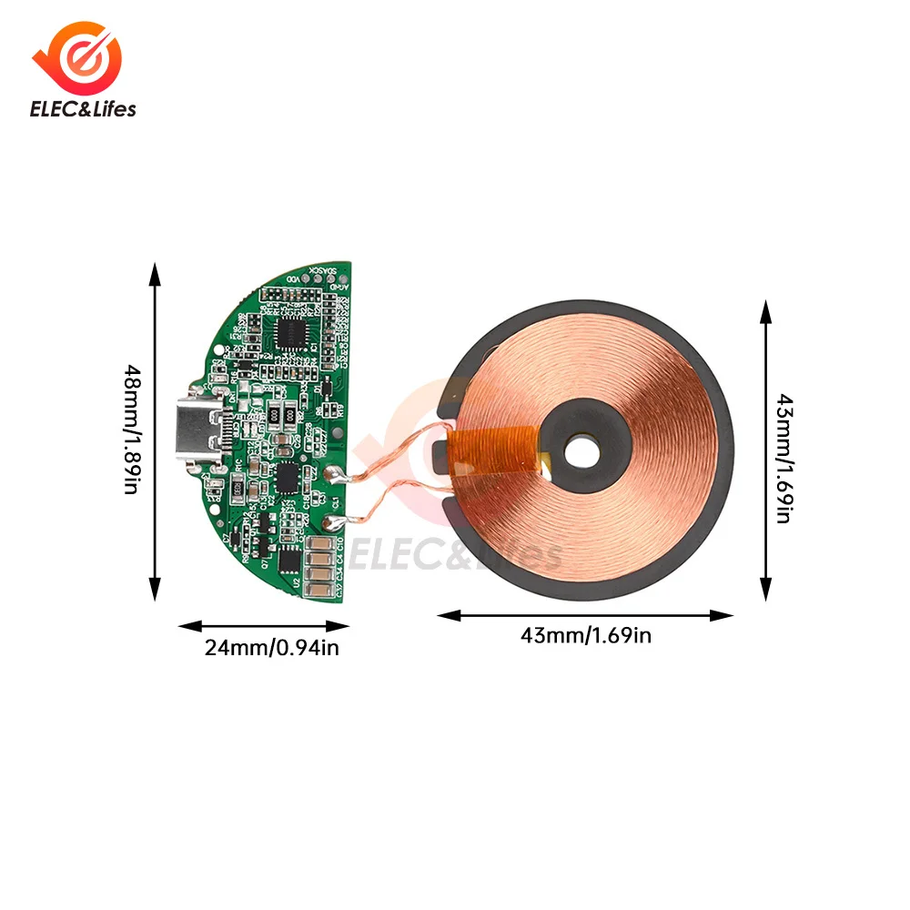 Qi Standard 5/10/15W Wireless Charging DIY Coil Receiver Module Circuit Board Wireless Charging Coil for iPhone Smart Phone