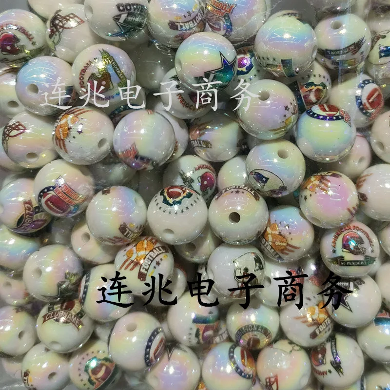 5pcs cartoon anime acrylic beads white background printed beads for diy jewelry making bracelets materials