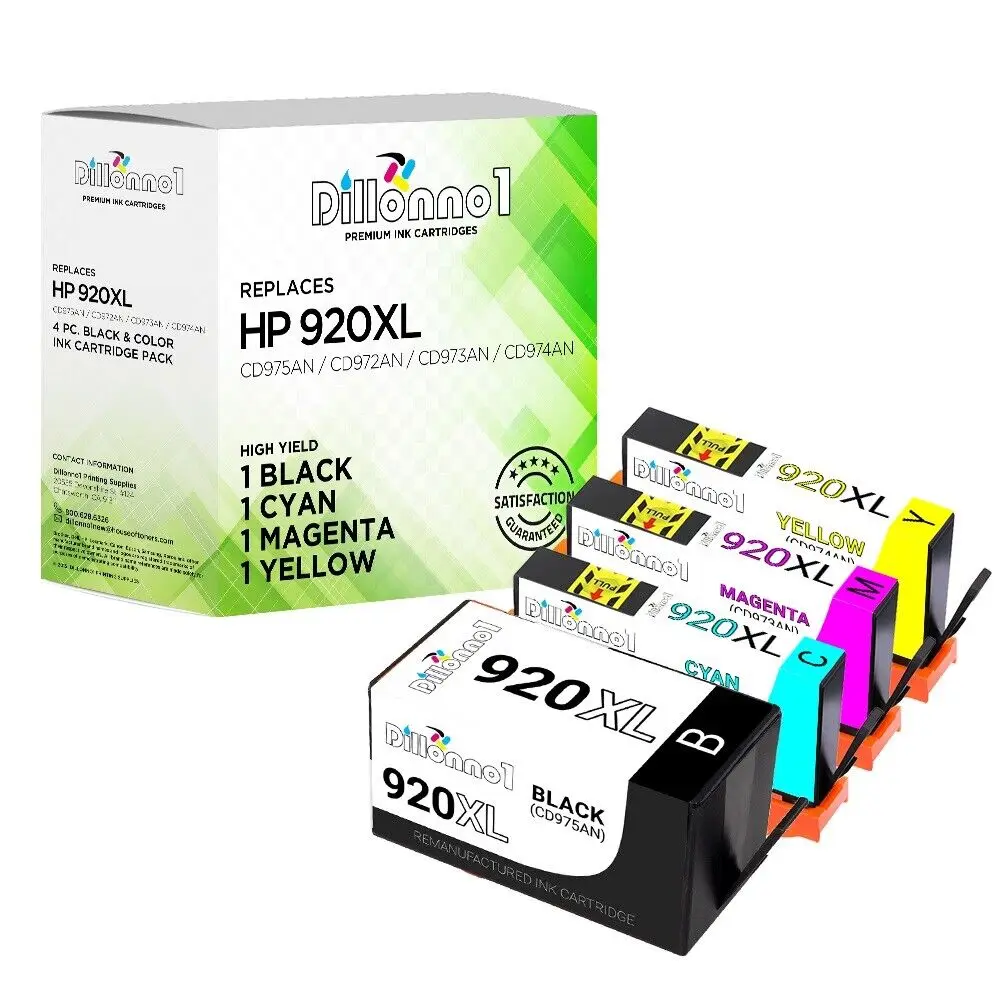 4 paquetes de tinta para impresoras HP 920 XL BCMY, para impresoras HP OfficeJet 7000 7500a Series