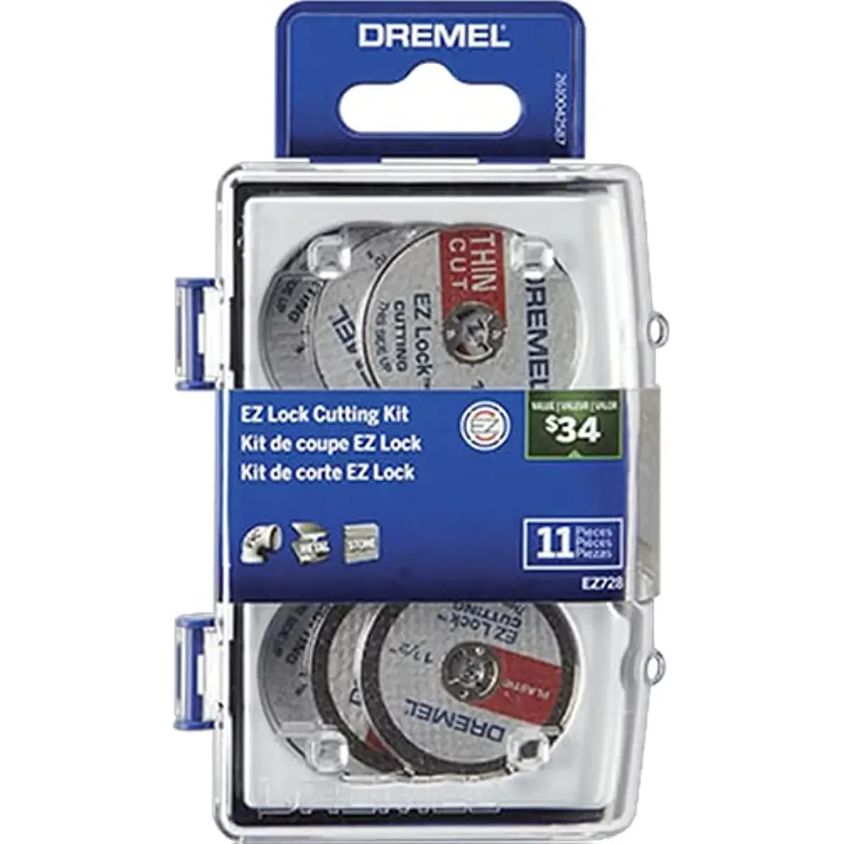 Imagem -02 - Dremel ez Lock Ferramenta Rotativa Discos de Corte Kit Acessório Rodas de Corte para Metal Plástico e Cortes Finos 11 Peças Acessórios Sortidos