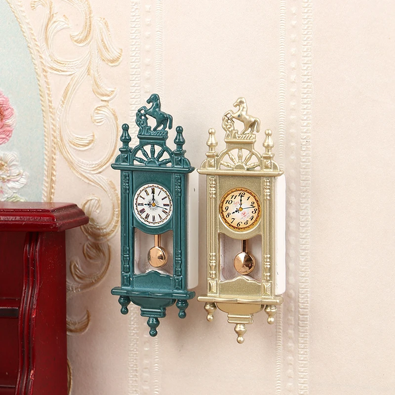 Creative Miniature 1:12 Dollhouse Multi Style Mini Retro Wooden White Pendulum Table Clock Home Decoration Accessories Toys 1 PC