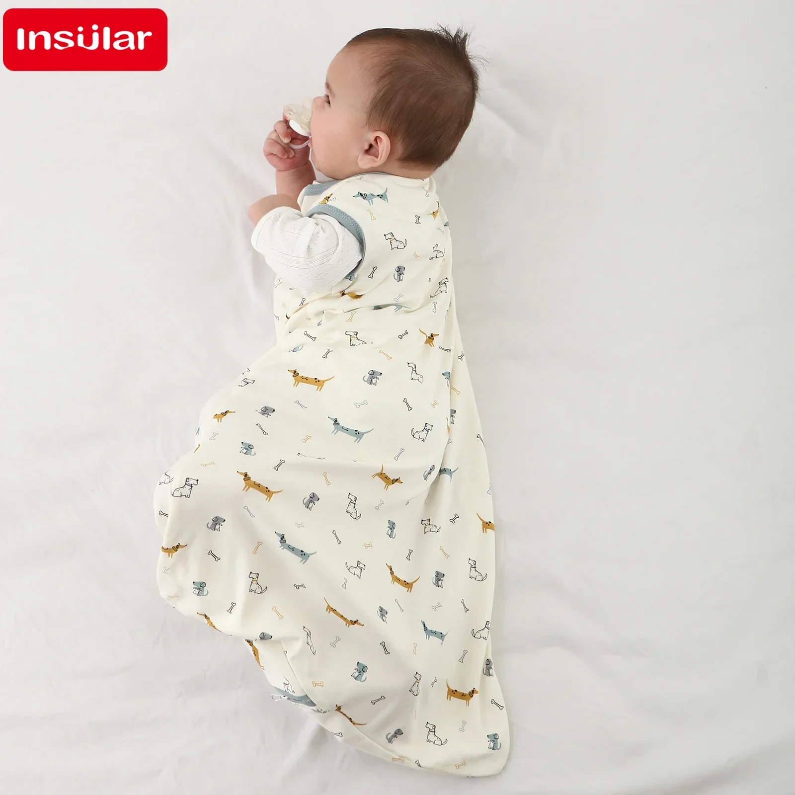 Baby Sleeping Bag Newborn Baby Anti-shock Sleeping Bag Pajamas Baby Pajamas Light Zipper Crawling Suit Anti-kick Cartoon Animal