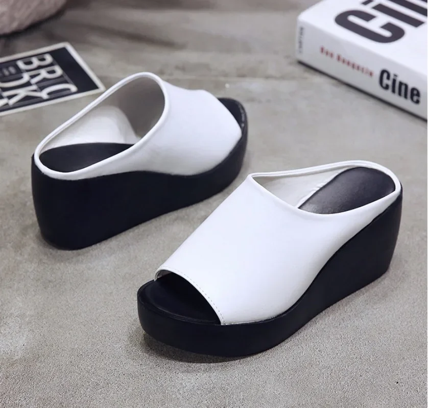 

Hot Seller Woman Slippers Summer Platform Ladies Wedges Peep Toe Slides Female Solid Women Casual Outdoor Shoes Women's Slippers