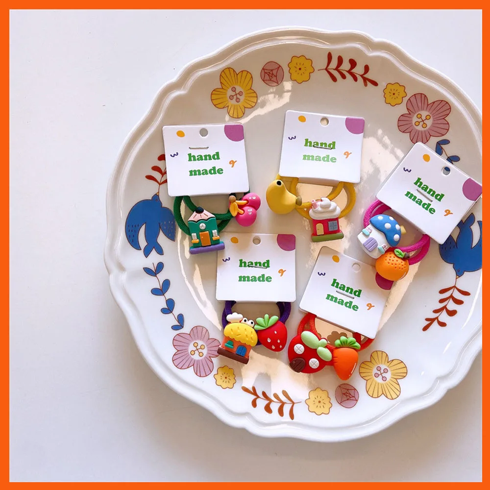 

5 Pack Baby Elastic Cute Small Hair Bands For Girls Toddler Rubber Hair Ties Infants Hair Accessories Cartoon Ponytail Holders