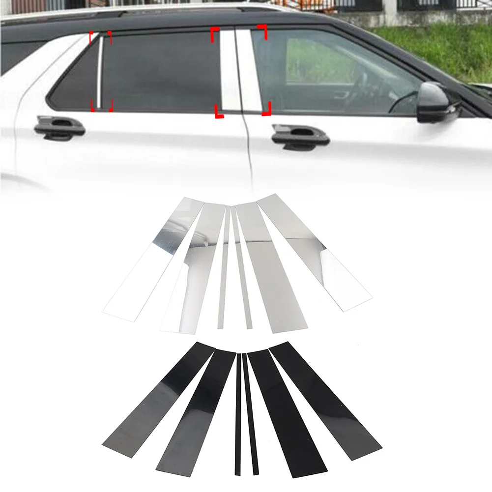 6PCS Car Pillar Posts Set Door Window Cover Trim Kit For Ford Explorer 2020 2021 2022 2023