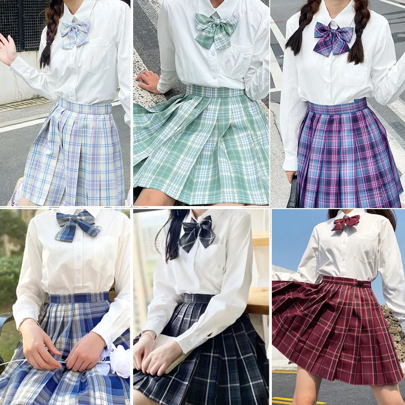 Kompletny Zestaw Ubrań Szkolnych Japoński Seksowny Mundurek Szkolny Długi Rękaw Jk Seifuku dla Dziewczynki Spódnica Plisowana z Wysokim Stanem Anime Cosplay Uczennica