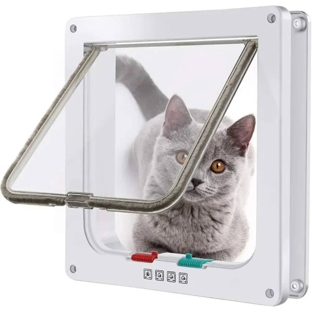 Dog Cat Kitten Flap Puppy Kitten Safety In&out Pet Door with 4 Way Security Lock Door Pet Doors Sliding Door Safety Pet Door