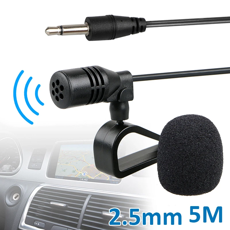 5m Microphone Cable Low impedance Anti noise U-type fixing clamp Car For Radio GPS Audio DVD Mic Connector New