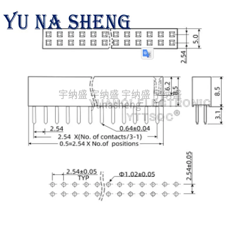 더블 로우 핀 암 헤더 소켓 피치 2.54mm 커넥터 핀헤더, 2x2, 3, 4, 5, 6, 7, 8, 9, 10, 11, 20, 21, 25, 10 개 arduino용 핀, 32 핀, 40 핀