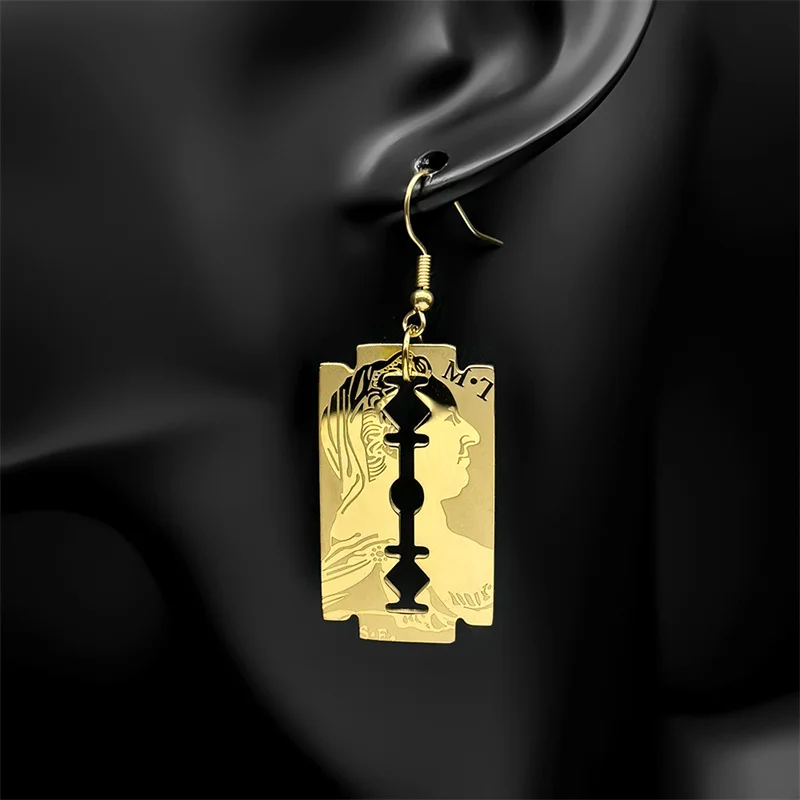 الهيب هوب يسوع بليد الحلاقة شكل قلادة طقم من الحلقان للنساء الرجال الفولاذ المقاوم للصدأ الذهب اللون المسيحية تميمة مجوهرات هدية #3