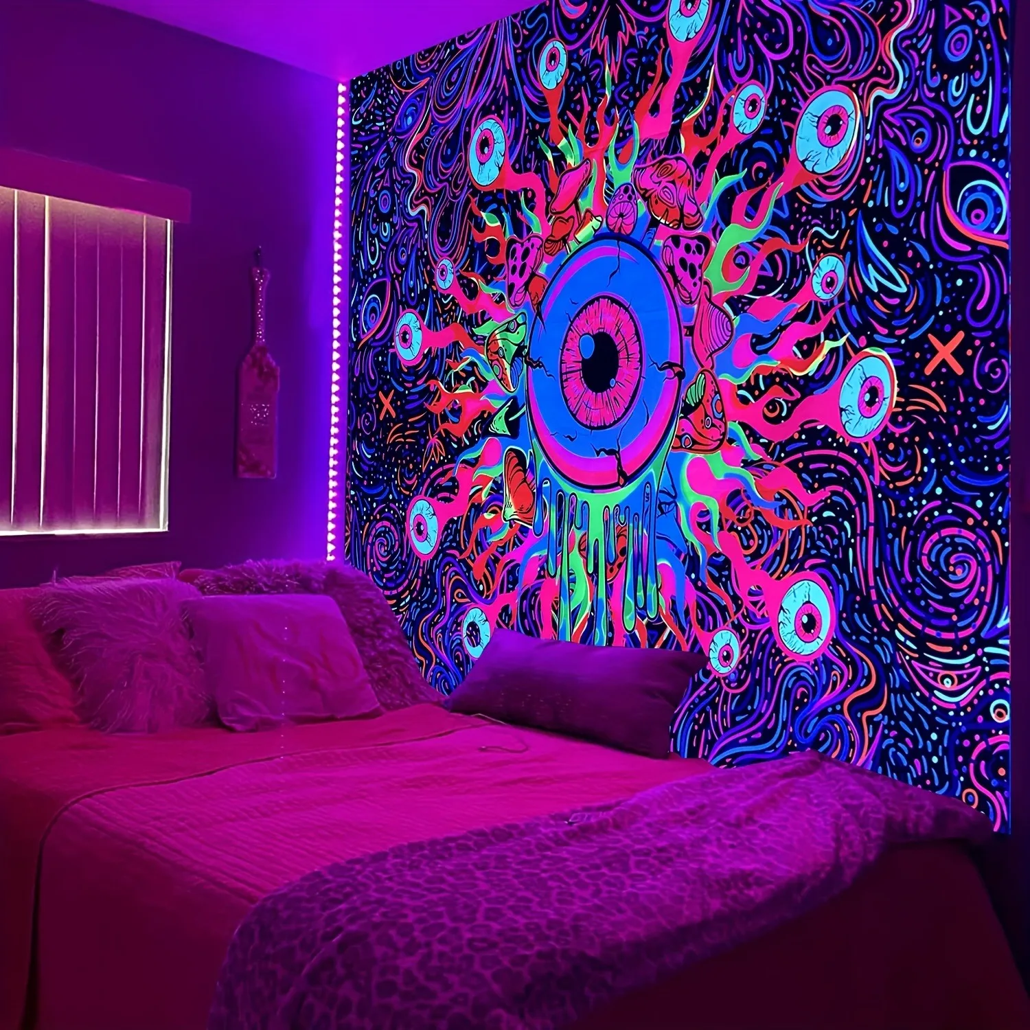 

Mysterious Eye Pattern Neon Tapestry,UV tapestry wall hanging bedroom home party decoration