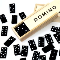 28 Pieces Of Black Dominoes Wooden Board Game Party Puzzle Small Wooden Box Set Dominoes Entertainment Gambling Dominoes