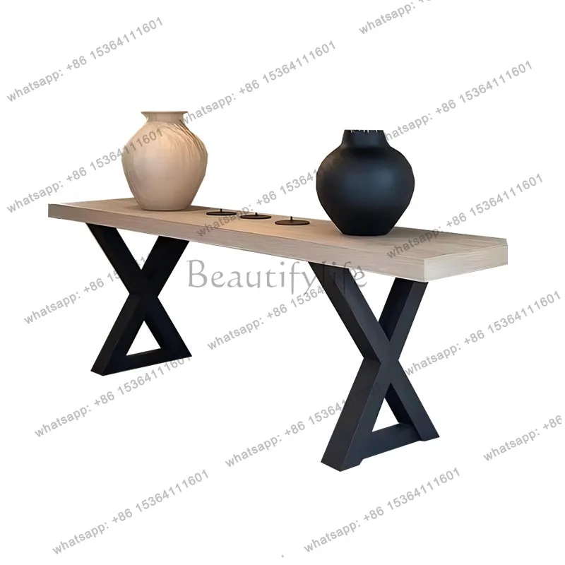 

American wall solid wood porch table French retro extremely narrow Italian side table