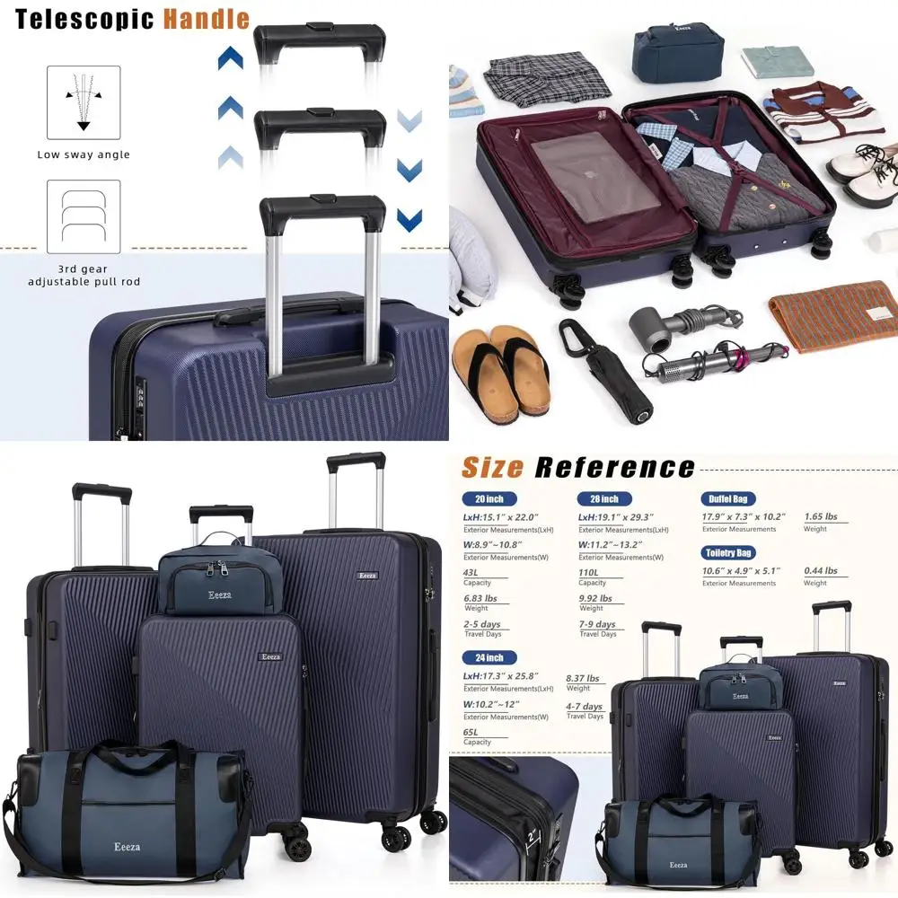 

5-Piece Expandable Luggage Set with Detachable Wheels, ABS Hardshell Spinner Suitcases, TSA Lock, Carry-On Included