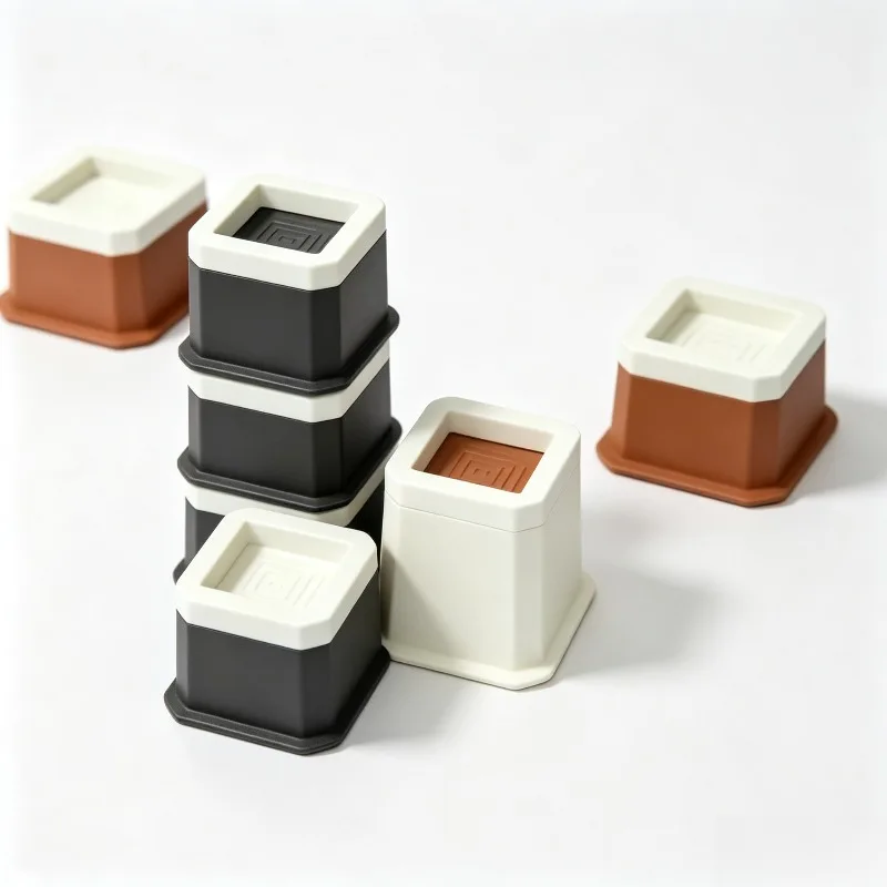 4Pcs Anti Slip Square Height Increasing Foot Pads, Plastic Furniture Leg Raisers Shock Absorber for Table, Sofa, Cabinet