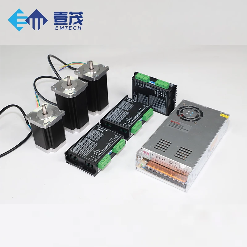 EMTECH 60 Boz Series Hybrid Nema 24 محرك متدرج ثنائي الطور مع سائق لآلات CNC الصناعية مصدر طاقة تيار مستمر