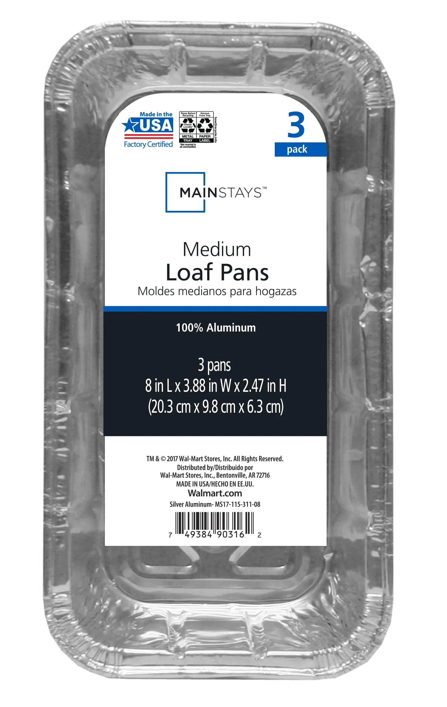 

Aluminum Foil 2 lb. Loaf Pans, 3 Count Disposable for Easy Cleaning
