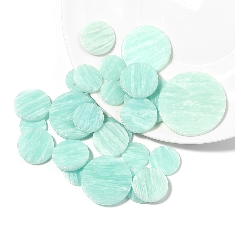 DC 5/10 PCS Cabochon Natural  Stones 12/14/16/22/30mm Green Cracked Imitation Turquoise Loose Spacers For JewelrI Making