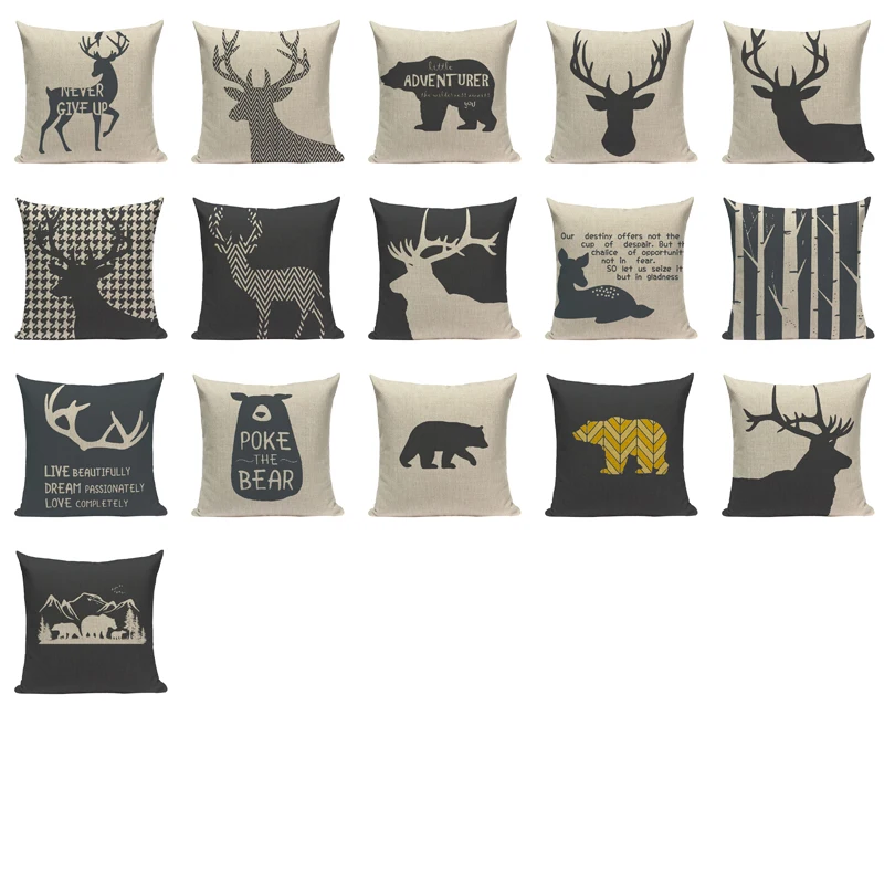 Nordic Home Decorative Cushion Covers Original Bear Deer Cushions Custom High Quality Decor 45Cmx45Cm Square Printed Pillow Case