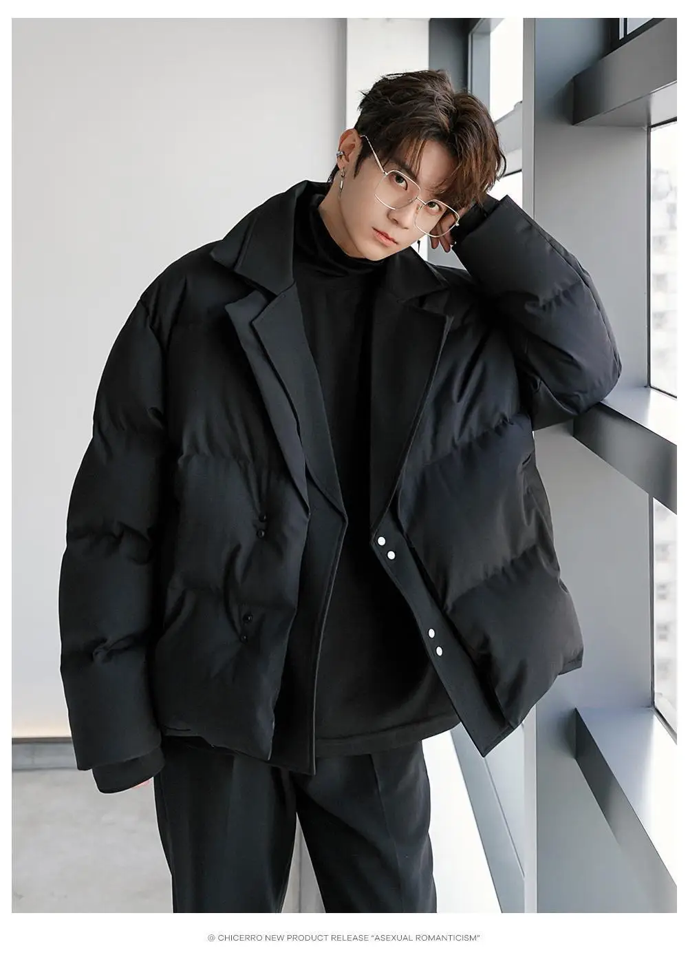 2026 Winter Fashion Solid Color Warm Parkas Men New Loose Cotton-padded Jackets Male Short Fake Two Piece Casual Coats C970