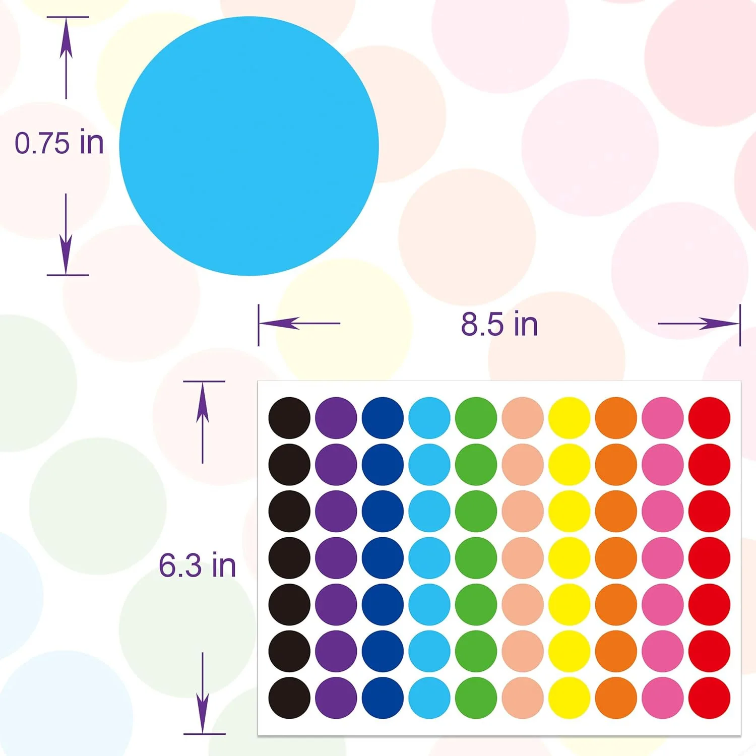 20 Sheets Colorful Dot Stickers, Coding Classification Labels for Envelope Sealing Art Education and Marking Daily Use