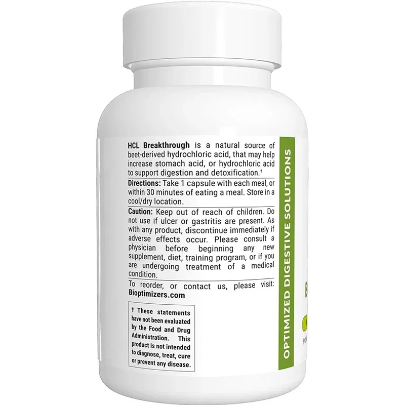 Betaine Hydrochloride Enzyme Supplement - Helps with Protein Breakdown and Absorption - Helps Alleviate Gas and Heartburn