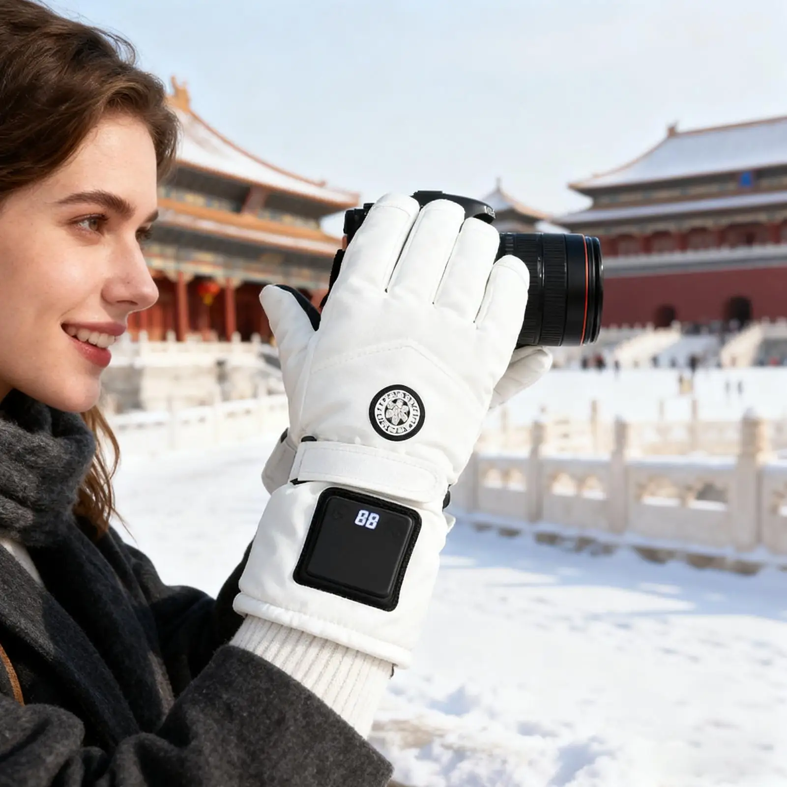 USB Rechargeable Heated Gloves, 3-Temp Waterproof Winter Electric Heat for Skiing, Motorcycling, Running, Fishing & Elderly