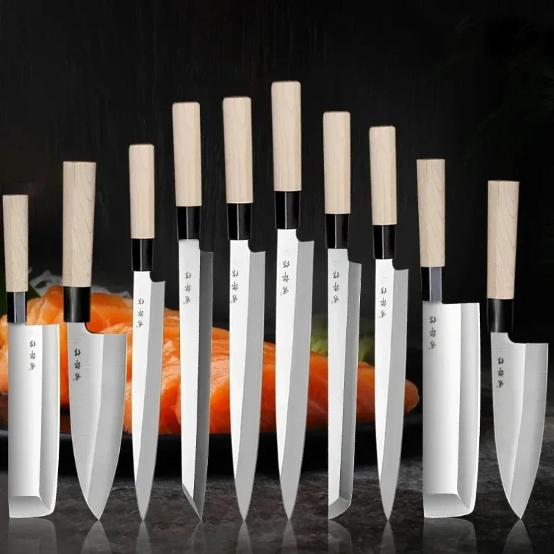 

Sashimi Knife Set Japanese Salmon Sushi Knives Fish Fillet Raw Slicing Knives Stainless Steel Santoku Kiritsuke Knives