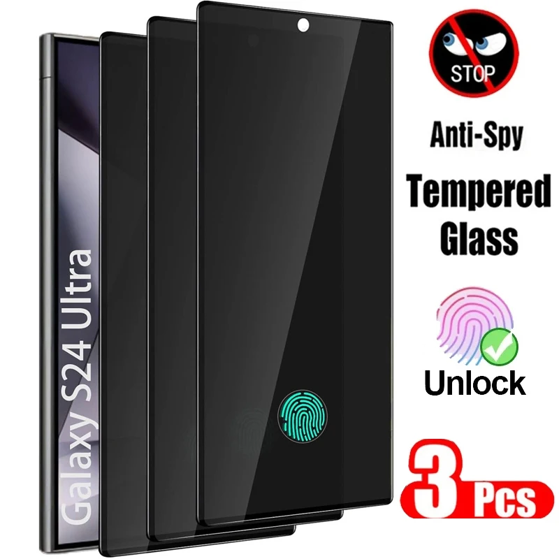 3PCS Privacy Tempered Glass For Samsung Galaxy S24 Ultra S24 Plus Screen Protector For Samsung S24 S24Ultra Anti Spy Glass