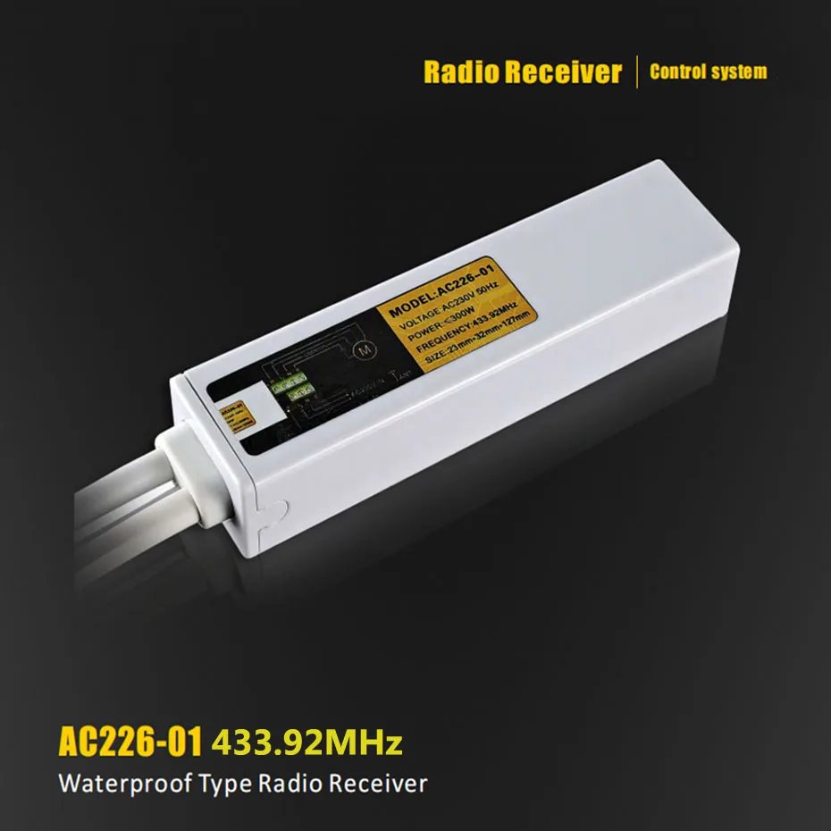 A-OK AC226-01 mini Water-proof Fire-proof Hidden RF Radio Receiver for Out-door Installation,RF433 Remote Controller,AC230V/120V